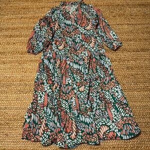 MICHELLE MCDOWELL dress perfect fall, ruffle neck, easy fit Size M